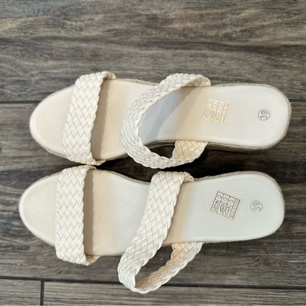 New - Never Worn Elegant Cream Woven Sandals